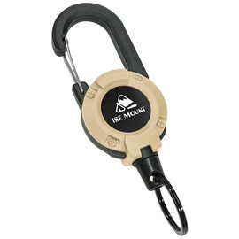 Rise Japan Reel Key Chain with Carabiner, Stretchable, Maximum Length 24.4 inches (62 cm), Wire-Type Key Chain, beige