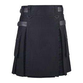 Hybrid Kilt for Women - Stylish Women's Kilt with Adjustable Closure, Scottish Kilts for Women in Mini Skirt Design - Premium Acrylic Fabric Tartan Skirt for Comfort and Durability (Black W, 34)