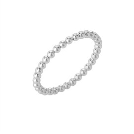 Silverly Women's 925 Sterling Silver Multi-Ball Beaded Thin Band Simple Stackable Ring