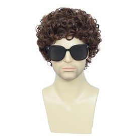 Traqur Short Curly Wig for Men,Pelucas Para Hombres,Buddy the Elf Wig,Home Alone Costume (Medium Brown)