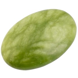 Rockcloud Oval Worry Stones,Palm Pocket Energy Stone,Healing Crystal with Velvet Bag,Green Jade