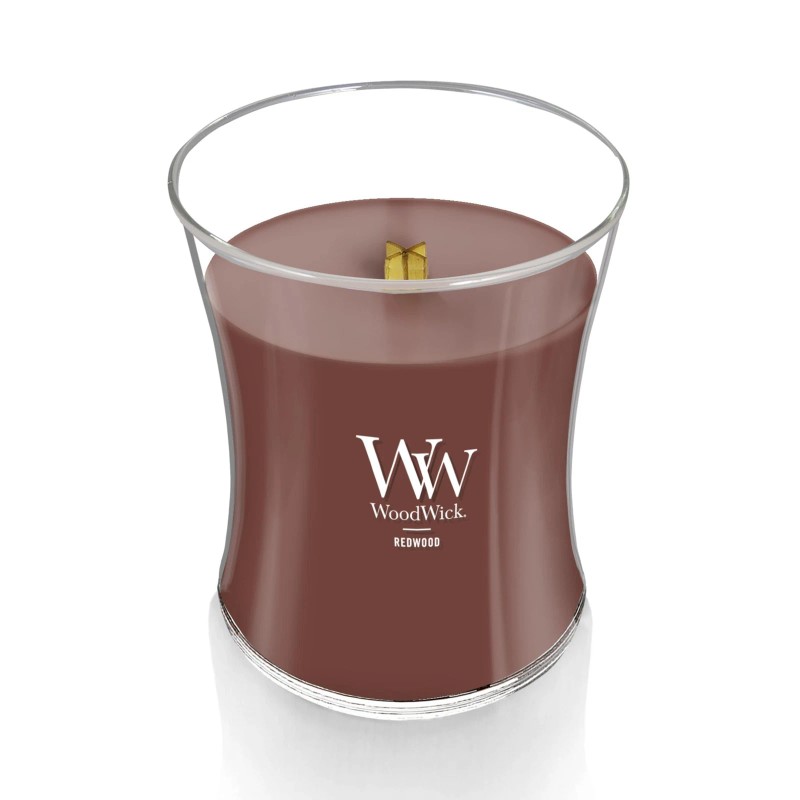 WoodWick Medium Hourglass Redwood Candle 10oz Fragranced Jar with Wooden