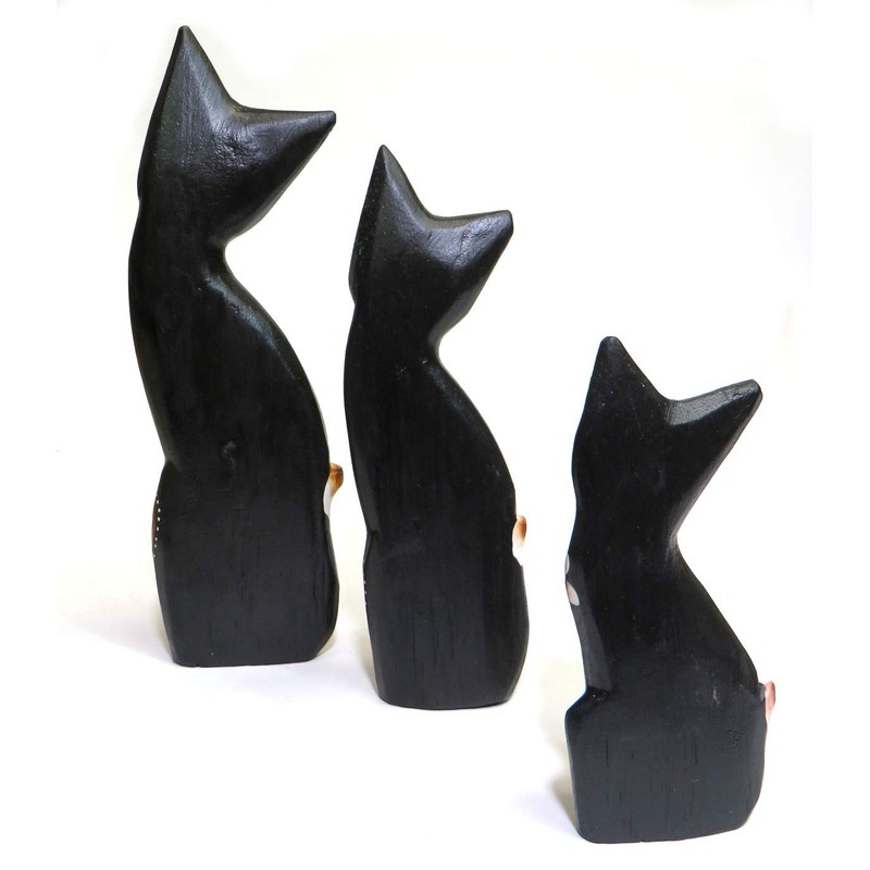 Purity Style Wooden Cat Gift Fair Trade, Hand Carved Set