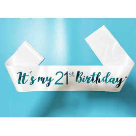 Generic It's My 21st Birthday Sash Blue, Birthday Sash for Girls, Birthday Girl Sash for Birthday Gifts Party Decorations and Supplies, White with Blue