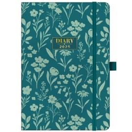 2025 Diary - Diary 2025 from January to December, A5 Diary 2025 Week to View with Pen Loop and Hardback Cover for School, Home or Office, Elastic Closure & Ribbon