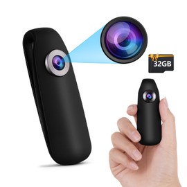 Bextgoo Surveillance Camera without WiFi, Body Cam with 32 GB TF Card, 1080P Mini Camera with Motion Detection, Photo Shoot, Up to 7 Hours, Body Camera for Cycling, Travel, Indoor Outdoor Security