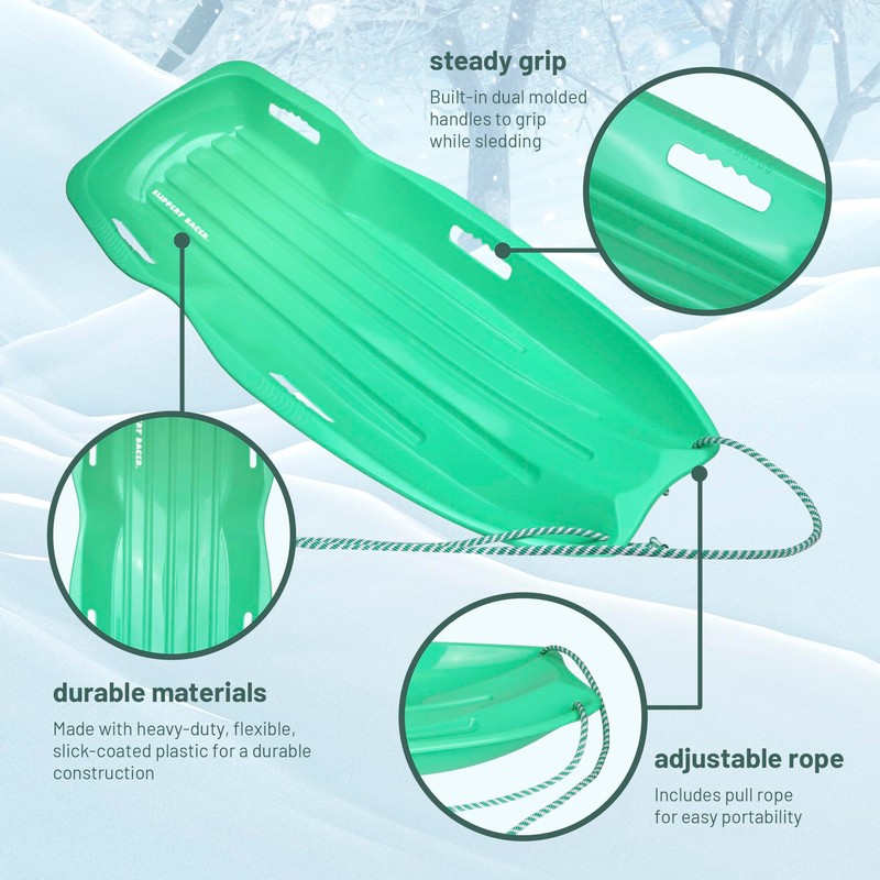Slippery Racer Downhill Xtreme Flexible Adults and Kids Plastic Toboggan