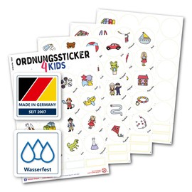 Typographus - 104 child-friendly stickers for toy boxes, boxes and furniture - keep your children's room tidy - organiser stickers, learning, storage, organiser system, coloured 2 PVC-free