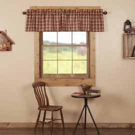VHC Brands, Beckham, Cotton, 16x72, Plaid Valance, Red