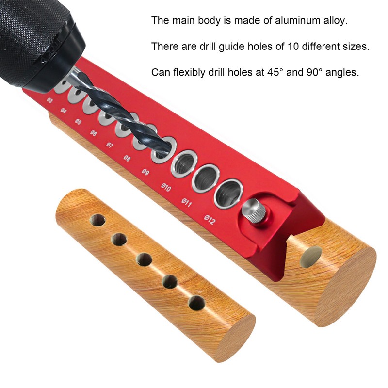 Hole Jig Wood Dowel Punch Locator 10 in 1 45°