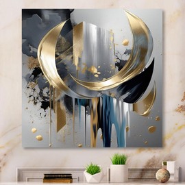 DesignQ Metal Art Wall Decor Abstract Harmony Shapes and Lines I - Wall Art For Living Room, Wall Art Bedroom, Dining Room Wall Decor
