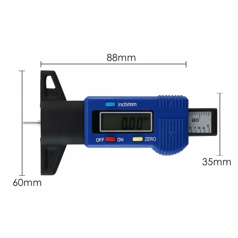 HIZPO LCD Display Tire Thread Measuring Gauge Digital Tire Depth