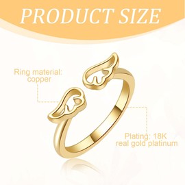 IKOPFLN Pack of 3 Gold Toe Ring Stainless Steel Adjustable Bend Open Toe Ring, Angel Wings Plain Thin Toe Finger Tail Ring Summer Beach Foot Jewellery Set for Women Men, AB
