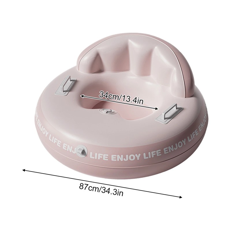 34.3 Inch Inflatable Snow Tube with Backrest and Handles, Thickened