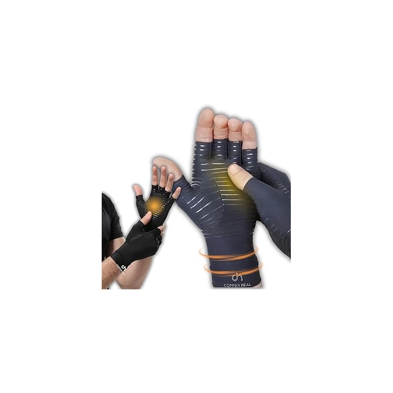 COPPER HEAL Copper Compression Gloves – Pain Relief for Arthritis,