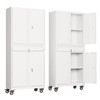 DEVAISE Metal Storage Cabinet with Wheels, White Garage Storage Cabinet,