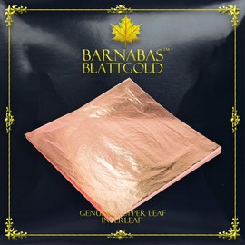 Barnabas Blattgold Genuine Copper Leaf [100 Sheets, 6.3 Inch] - Loose Copper Foil Sheets for Painting, Arts and Crafts