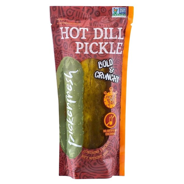 Pickerfresh Jumbo HOT Dill Pickle In A Bag 12 Pack