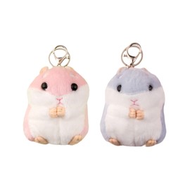ZAYOIZY 2 Cute Little Stuffed Hamsters Keychains Backpack Charms Adorable Soft Keyrings Pendants for Christmas/Valentine' s Day Gift