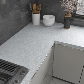 CHIHUT 12''x100'' Silver Silk Peel and Stick Wallpaper Embossed Textured Wallpaper for Kitchen Accent Wall Self Adhesive Removable Metallic Contact Paper for Countertop Cabinets Waterproof Vinyl Wrap