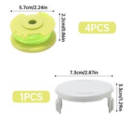 COEWUR Pack of 4 replacement thread spool with trimmer cover, grass trimmer, thread spool, diameter 2 mm, nylon thread for grass trimmer from Greenworks String Trimmer 24 V, 40 V, 18 V, RY40204