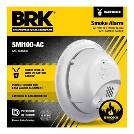 BRK NEW BRK SMI100-AC Hardwire Smoke Alarm 85dB Battery Backup Ionization UL
