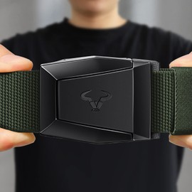 BULLIANT Tactical Belt for Men, Military Hiking Rigger Heavy Duty Nylon Web Work Belt 1.5" with Quick Release Metal Buckle(Navy Green,36"-40" Waist Adjustable)