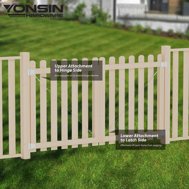 YONSIN Anti-Sag Gate Hardware Kit for Wooden Fence Gate, Anti-Sagging