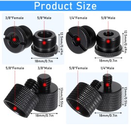 8 Pcs Mic Stand Adapter Microphone Adapter 5/8 Female to 3/8 Male 3/8 Female to 5/8 Male 5/8 Female to 1/4 Male 1/4 Female to 5/8 Male Screw Thread Adapter for Camera Tripod