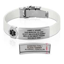 Divoti Custom Engraved Medical Alert ID Bracelet – Dual-Sided Laser Etching, Silicone Wristband, Stainless Steel Security Clasp – Adjustable & Trim-to-Fit – Emergency Medical Info Band - UL SW SS BL