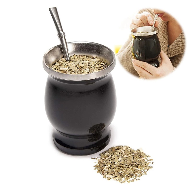 8oz Gourd Tea Cup Double Wall Stainless Steel with Spoon