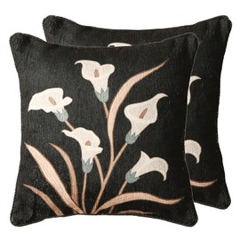 bilin gaier Blue Throw Pillow Covers Set of 2,Cottage Rustic Farmhouse with Wild Flowers Pattern Linen Pillowcases,Decorative Square Pillows Cushion Cover for Couch Sofa Bed Chair Car,18x18 Inches