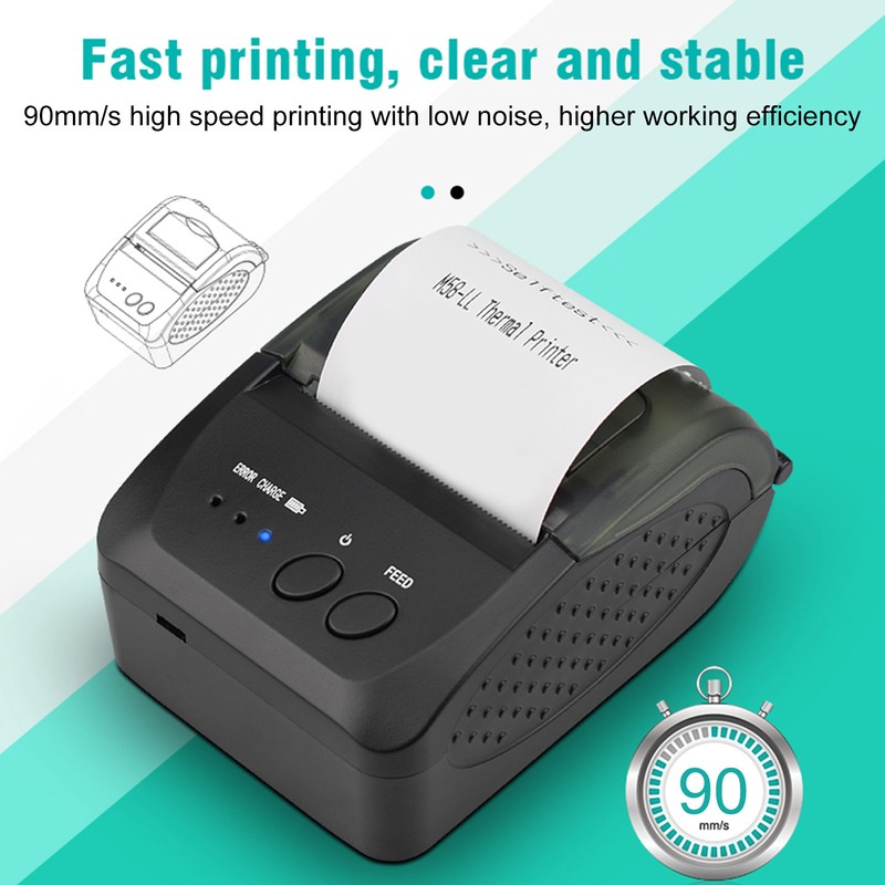 58mm Thermal Printer BT4.0 90mm/s 203DPI USB Interface Toothed Blade