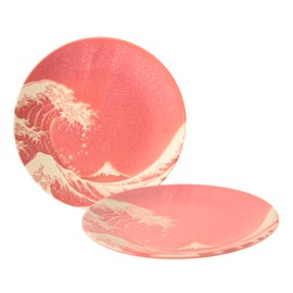 Mino ware AKS202 Japanese Ceramic Round Plates 7.9" Fuji Navy Blue Set of 2 Made in Japan (Japan Import)