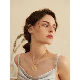 Amaxer Vegvisir Compass Necklace for Women Stainless Steel Viking Amulet Nordic Vegvisir Rune Talisman Charm Jewellery Pendant Necklace for Women, Stainless Steel, No Gemstone