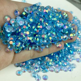 Resin Flatback Rhinestones,5000pcs 4mm Resin Rhinestone Round Flatback Crystal AB Resin Rhinestone for Clothes,Bottles,Tumblers,Cups,DIY Face Makeup Nail Art(Light Royal Blue AB)