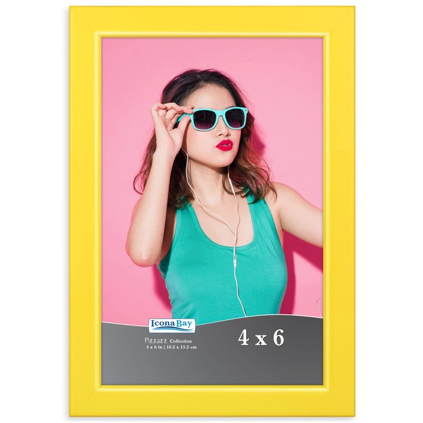Icona Bay 6x4 Yellow Picture Frame, Colored Solid Wood Scandinavian