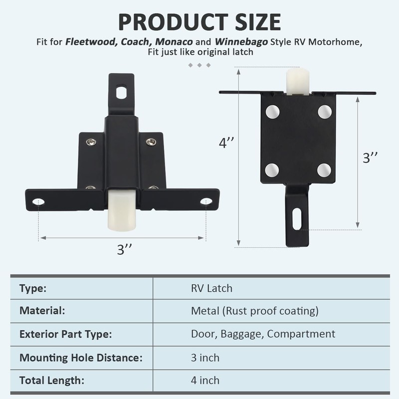 UnibLn RV Designer E525, Fleetwood Style Baggage Door Latch, for
