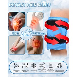 Knee Cooling Pads, Knee Cooling Bandage, Cold Warm Compress, Cooling Pad, Cooling Pad, Cooling Cuff, Cool Pack for Joint Pain, Swelling, Light Blue