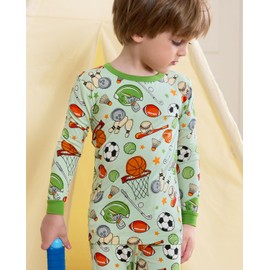 Bamboo Viscose Toddler Pajamas Boys Girls Kids Baby 2pcs Long-Sleeve Sport Pyjamas Set 5-6Y Snug fit Sleepwear Pjs