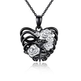 925 Sterling Silber Gothic Schädel Halskette Gothic Anhänger Schmuck Geschenk für Frauen Sterling Silber, Sterling Silber