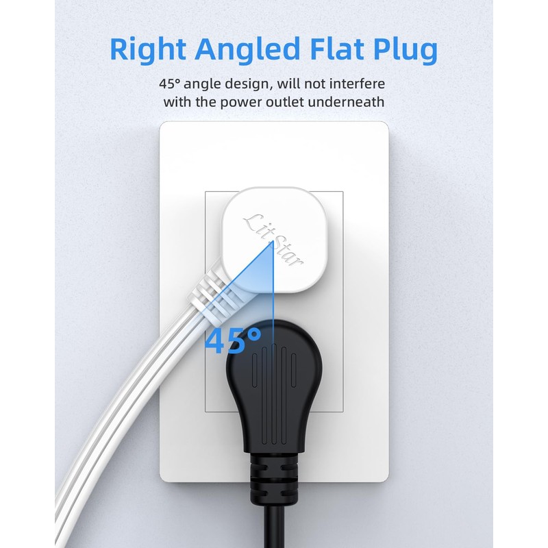 Flat Plug Extension Cord with 3 Outlets - 6 ft