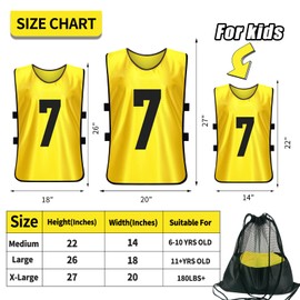 PULUOMASI Scrimmage Training Vest (12 Pack) Team Sports Pinnies Jerseys for Adult Youth Soccer Bibs Numbered Practice Jerseys
