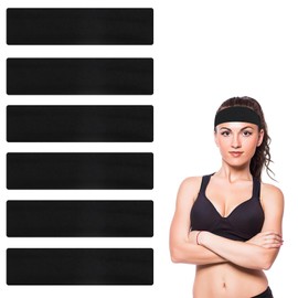 Shunshi 6Pcs Stretchy Elastic Headbands, Cotton Sports Hairband for Girl&Women,Anti-Slip Fashion Sweat Head Ties, Suitable for Sports/Pilates/Yoga/Fitness/Running/Cycling (Black)
