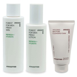 Innisfree For Men Fresh 2 types (skin + lotion) + Volcanic Pore Baja Cleansing Foam 150g / 이니스프리 포맨 프레시 2종(스킨+로션)+화산송이 모공 바하 클렌징 폼150g