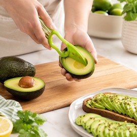 3-in-1 Avocado Slicer for Kitchen Prep – Plastic Cutter, Pitter & Slicing Tool with Non-Slip Grip for Easy Fruit Preparation
