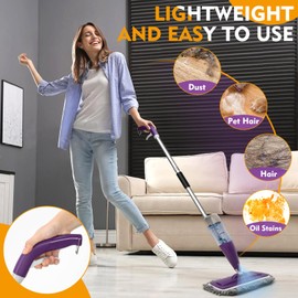 Spray Mop for Floor Cleaning with Washable Reusable Pads - Microfiber Wet Dry Mop with 800 ml Refillable Bottle,Dust Mops with Sprayer for Hardwood Laminate Vinyl Tile