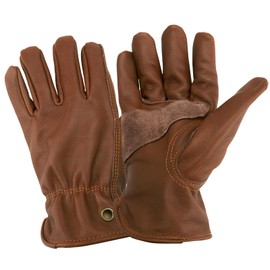 Cowhide Leather Gardening Gloves for Men and Women, Thorn Proof Gardening Gloves Heavy Duty Garden Work Gloves, Brown Moterbike Leather Gloves, Safety working Gloves for Men & Women Outdoor Camping(M)