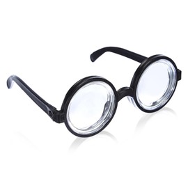 Yphzmtz Pack of 2 Decorative Glasses, Black Frame Glasses without Strength, Funny Magnifying Glass, Enlarge Your Eyes, Costume Accessories for Carnival, Fancy Dress and Theme Party (Black)