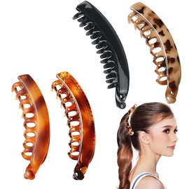 Bananenspange Haare, 6 Stück Groß Bananen Haarspange Vintage Bananenspange Pferdeschwanz Haarklammer，für Damen und Mädchen，zum Binden von Pferdeschwänzen, Unverzichtbares Beauty-Accessoire